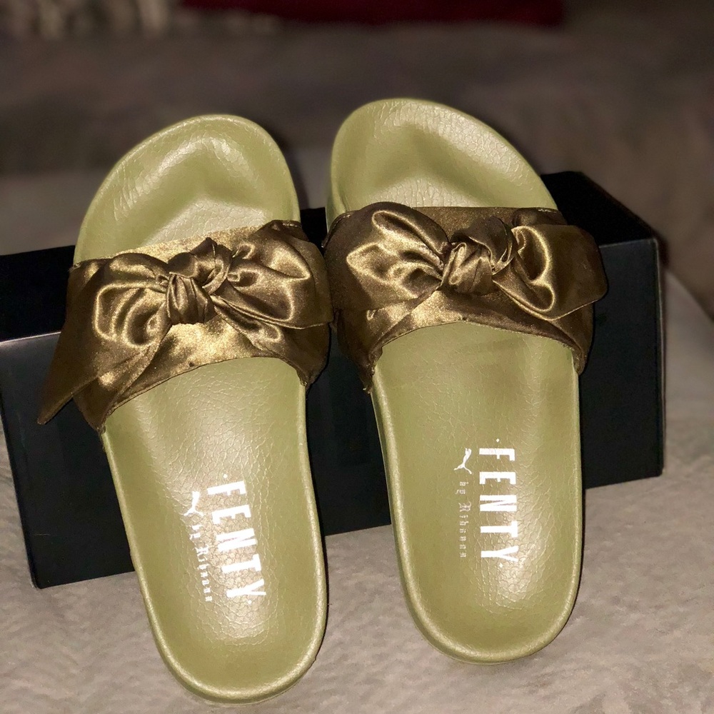Rihanna fenty slides green